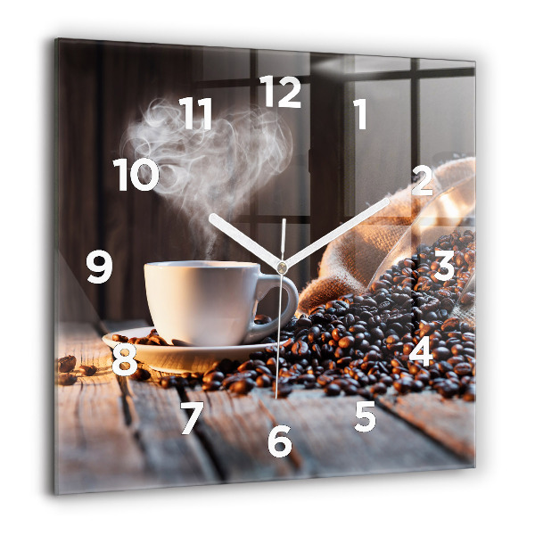 Square wall clock A cup of coffee