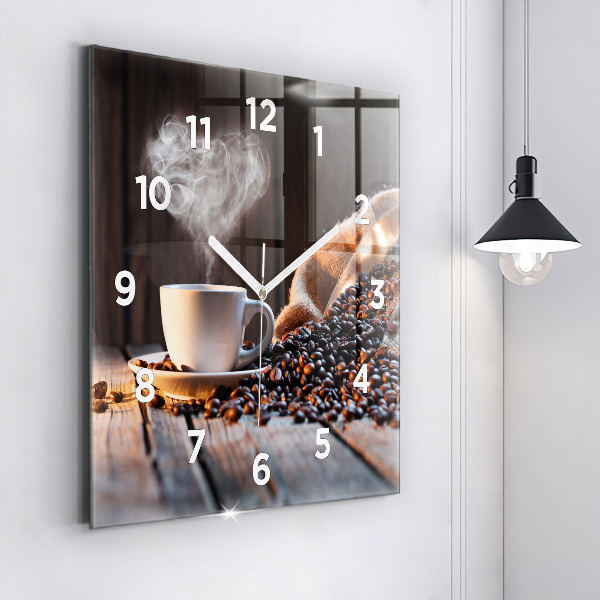 Square wall clock A cup of coffee