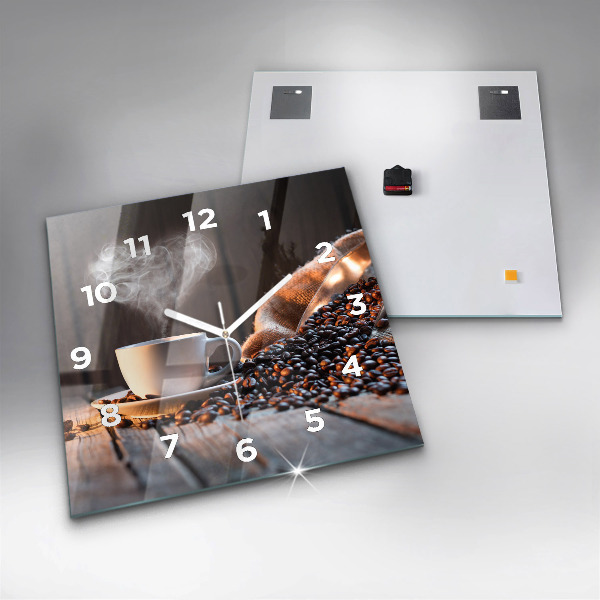Square wall clock A cup of coffee
