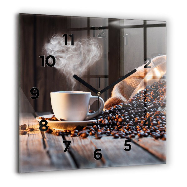 Square wall clock A cup of coffee