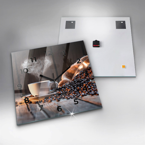Square wall clock A cup of coffee