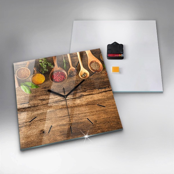 Square wall clock Spoons of spices
