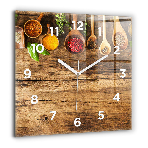 Square wall clock Spoons of spices
