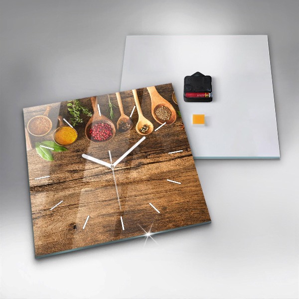 Square wall clock Spoons of spices