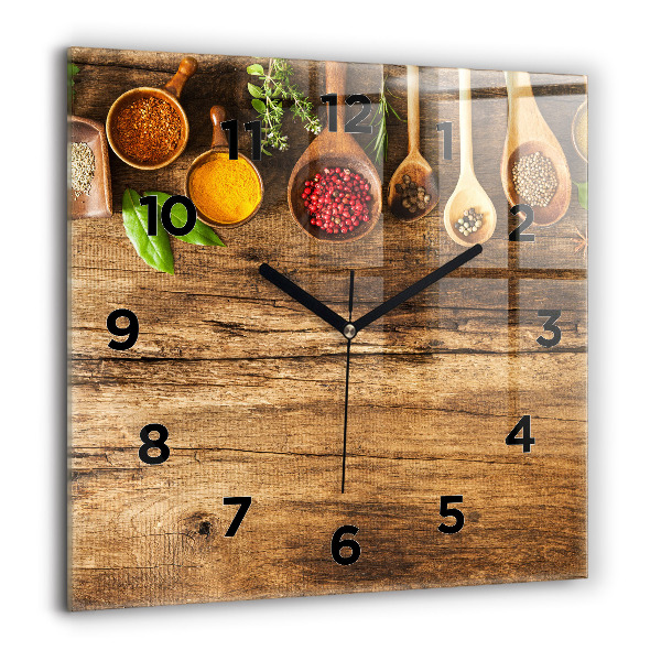 Square wall clock Spoons of spices