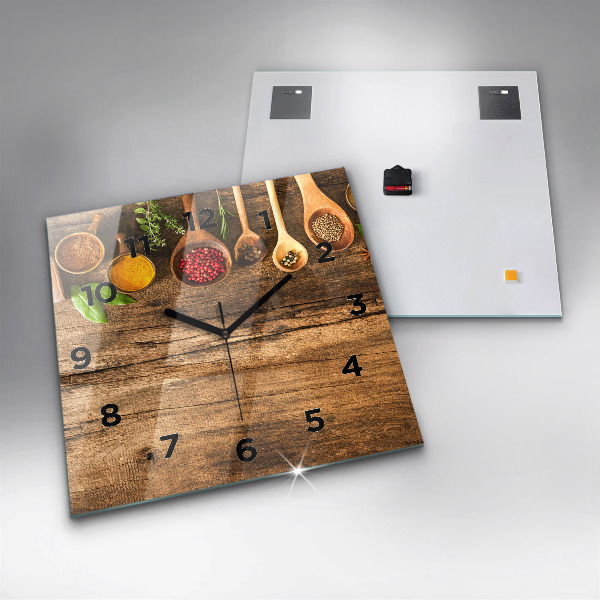 Square wall clock Spoons of spices