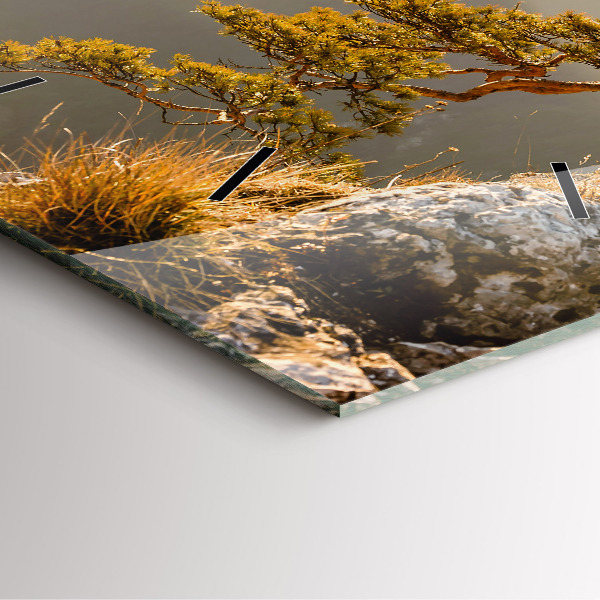 Square wall clock A tree in the mountains