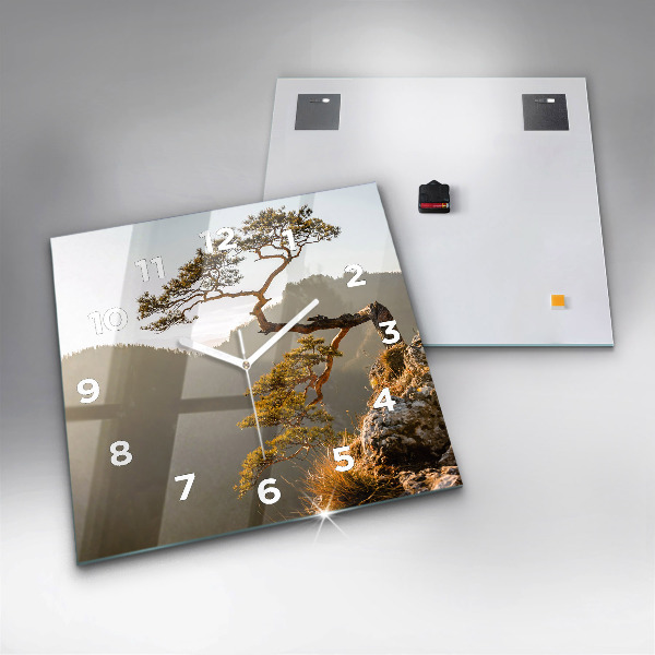 Square wall clock A tree in the mountains