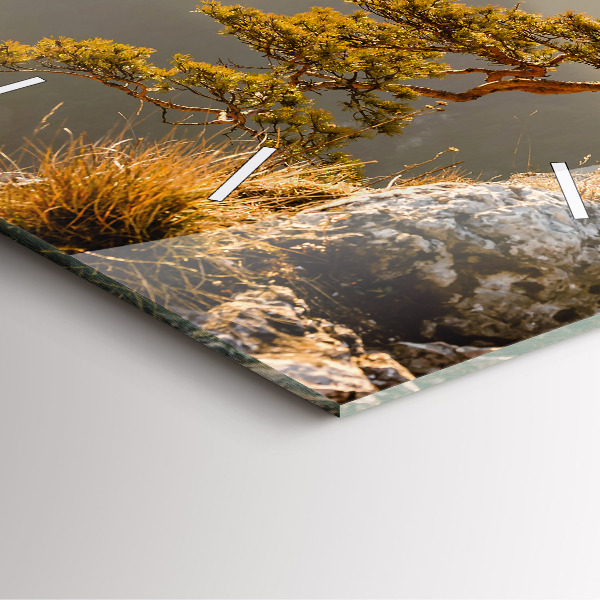 Square wall clock A tree in the mountains