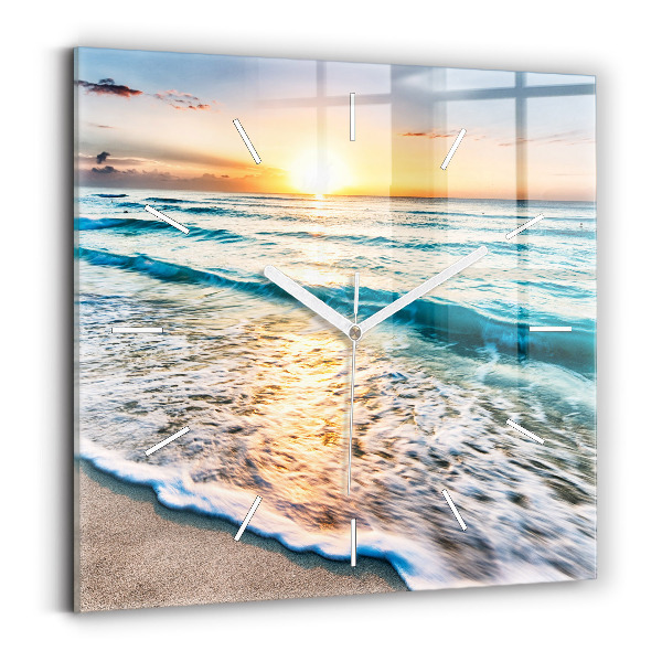 Square wall clock Beach, sea and sand