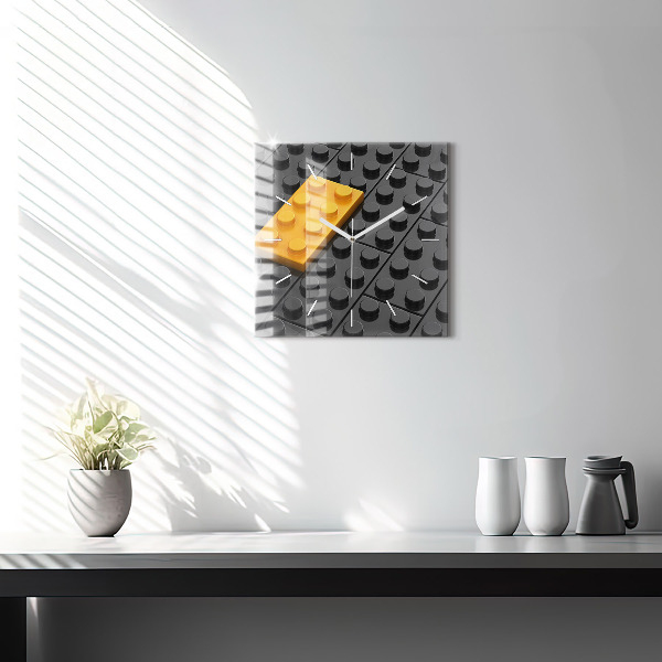 Square wall clock Toy blocks
