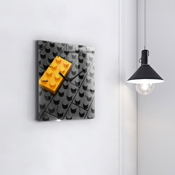 Square wall clock Toy blocks