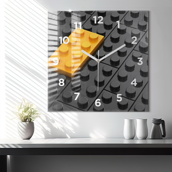 Square wall clock Toy blocks