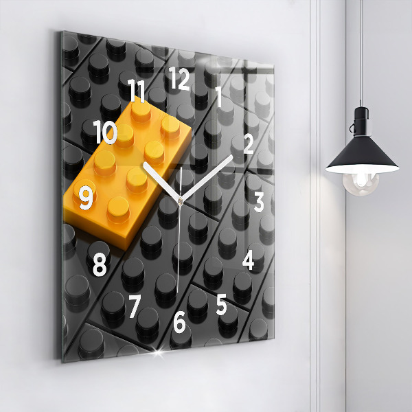 Square wall clock Toy blocks