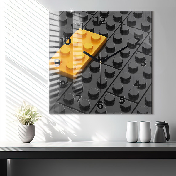 Square wall clock Toy blocks