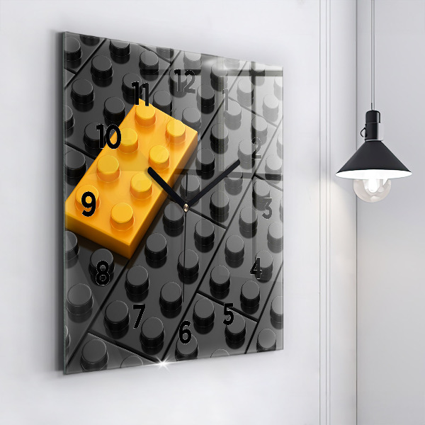 Square wall clock Toy blocks