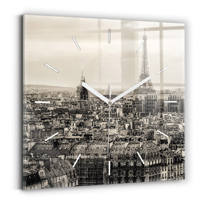 Square wall clock Landscape panorama of Paris