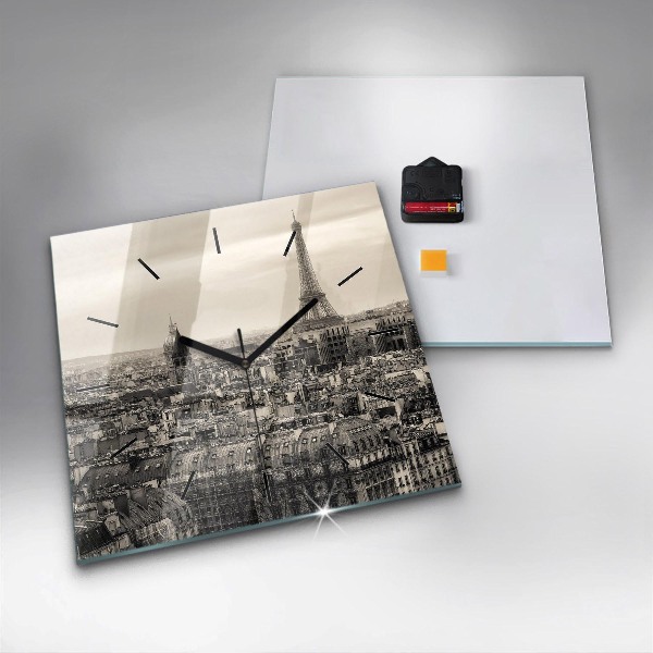 Square wall clock Landscape panorama of Paris