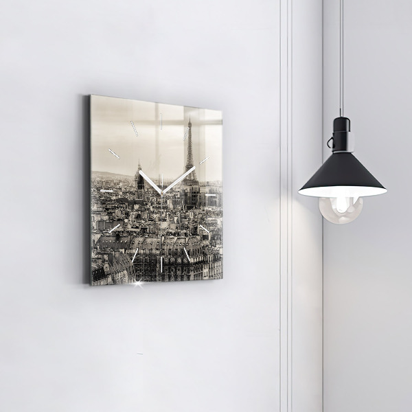 Square wall clock Landscape panorama of Paris