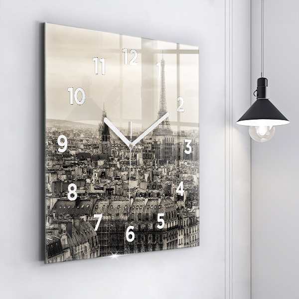 Square wall clock Landscape panorama of Paris