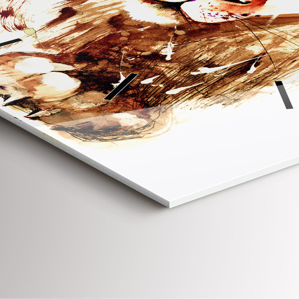 Square wall clock Illustration of a brown lion