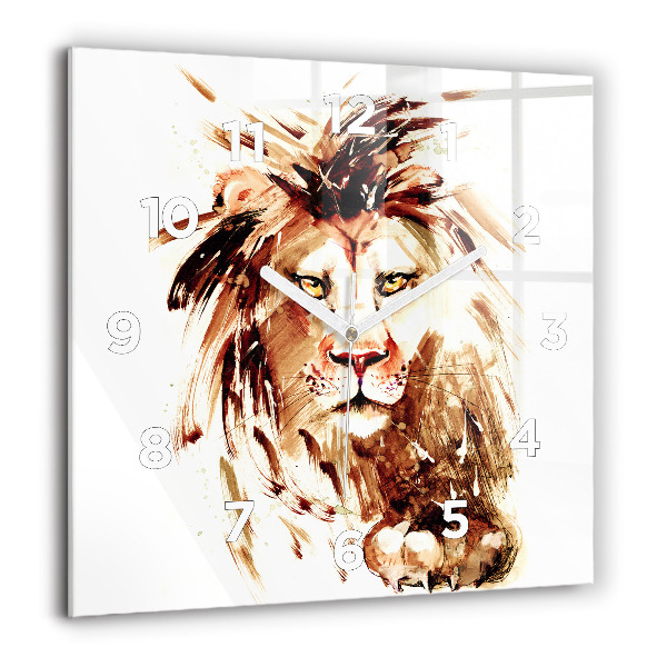 Square wall clock Illustration of a brown lion