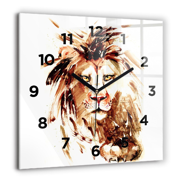 Square wall clock Illustration of a brown lion