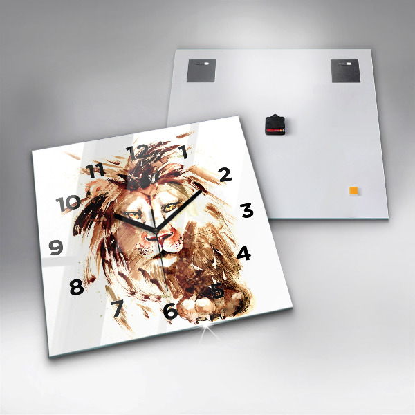 Square wall clock Illustration of a brown lion