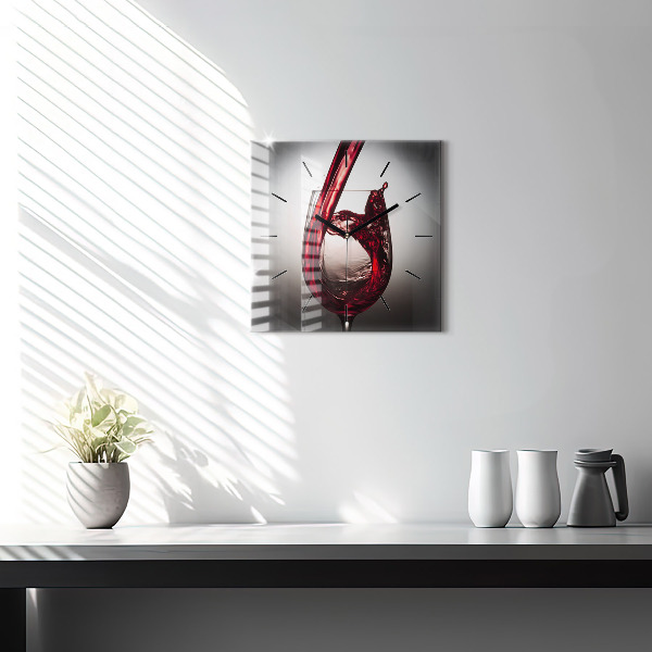 Square wall clock Glass of wine
