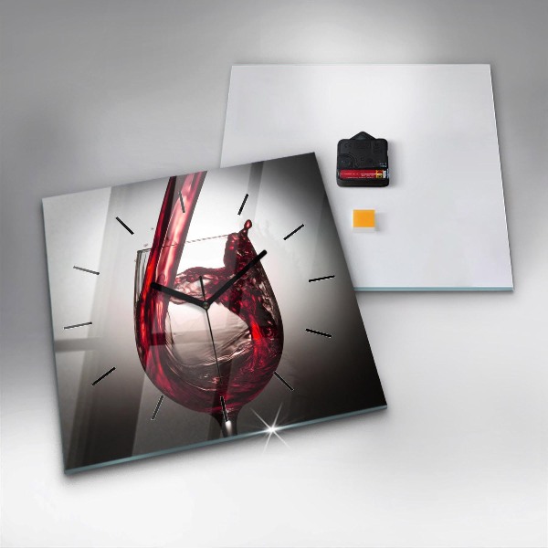 Square wall clock Glass of wine