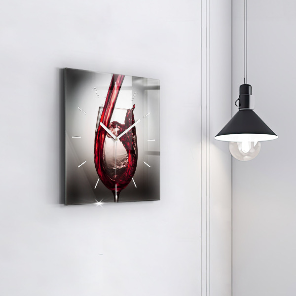 Square wall clock Glass of wine