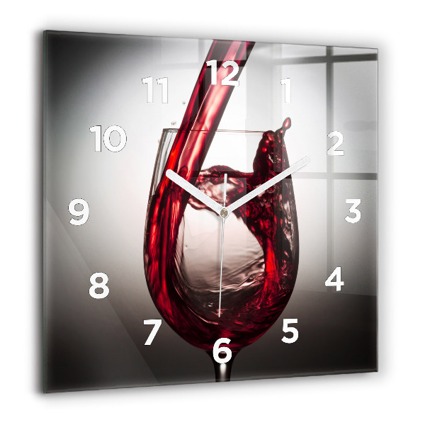 Square wall clock Glass of wine