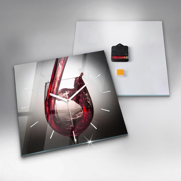 Square wall clock Glass of wine