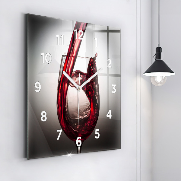 Square wall clock Glass of wine