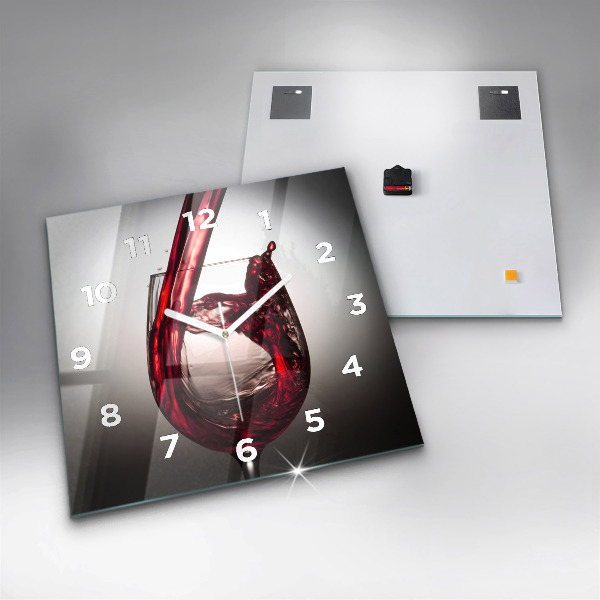 Square wall clock Glass of wine