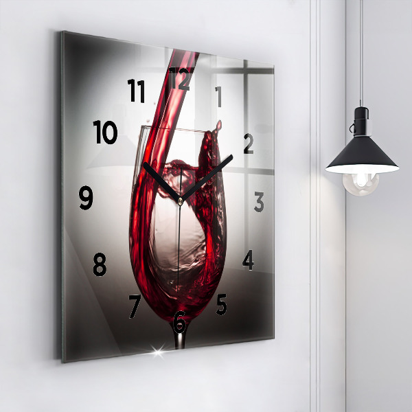 Square wall clock Glass of wine