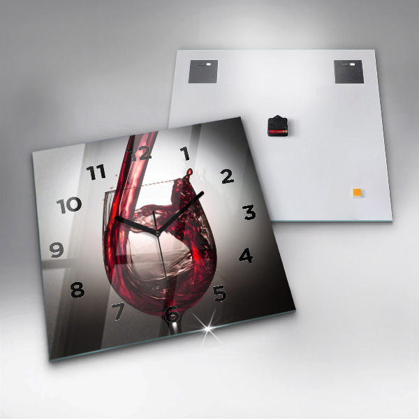 Square wall clock Glass of wine