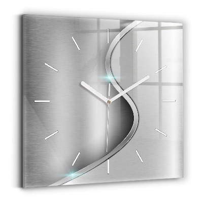 Square wall clock Gray metal abstraction