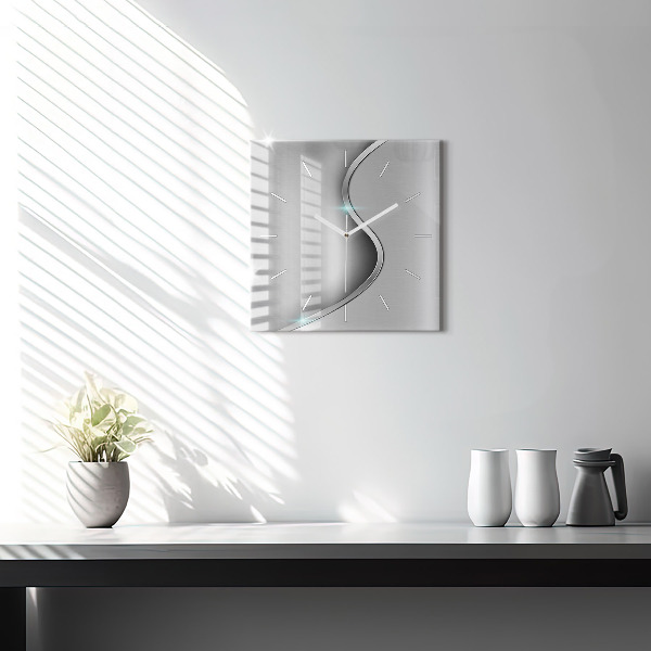 Square wall clock Gray metal abstraction
