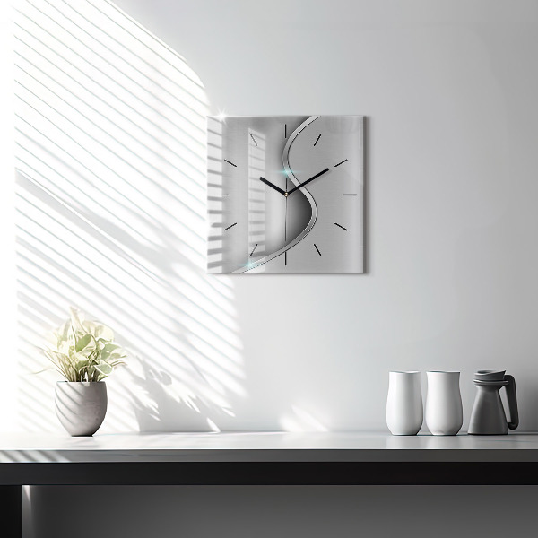 Square wall clock Gray metal abstraction