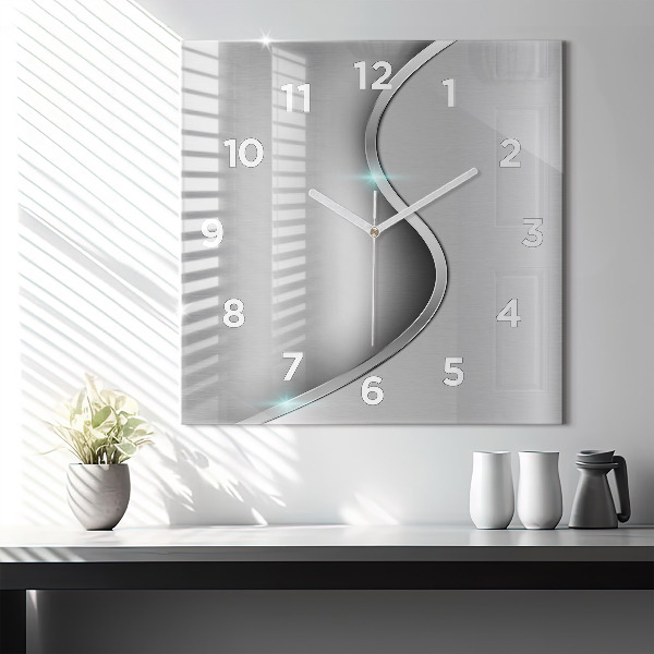 Square wall clock Gray metal abstraction