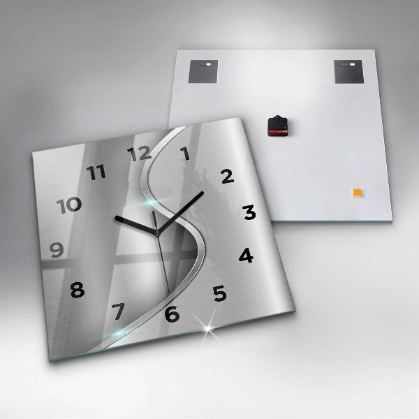 Square wall clock Gray metal abstraction