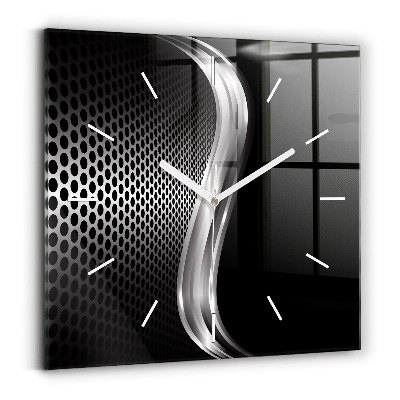 Square wall clock Black metal abstraction