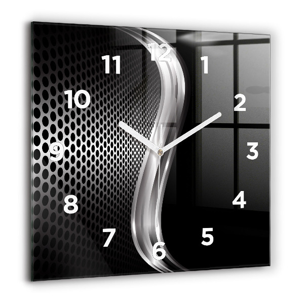 Square wall clock Black metal abstraction