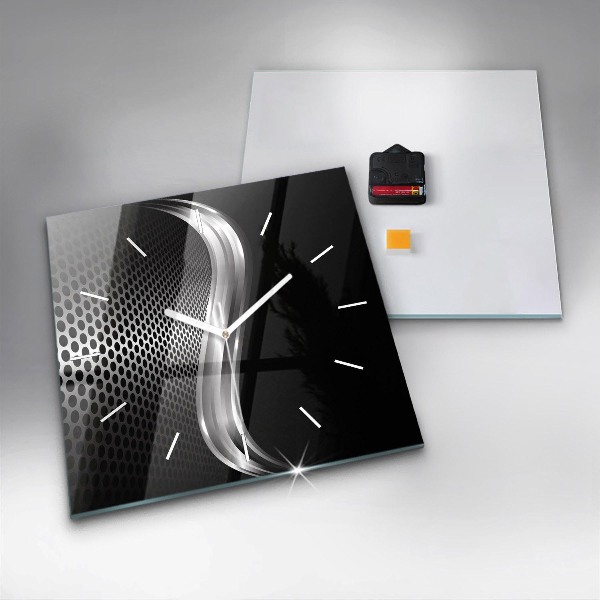 Square wall clock Black metal abstraction