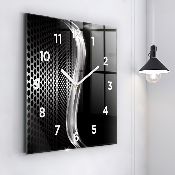 Square wall clock Black metal abstraction