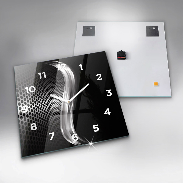 Square wall clock Black metal abstraction