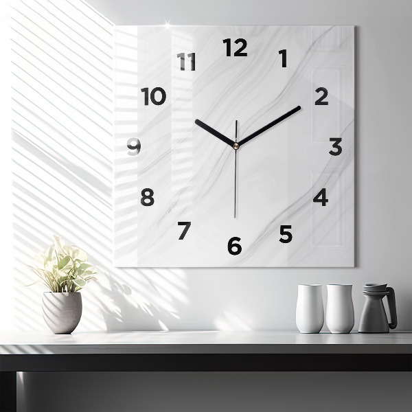 Square wall clock Decorative marble