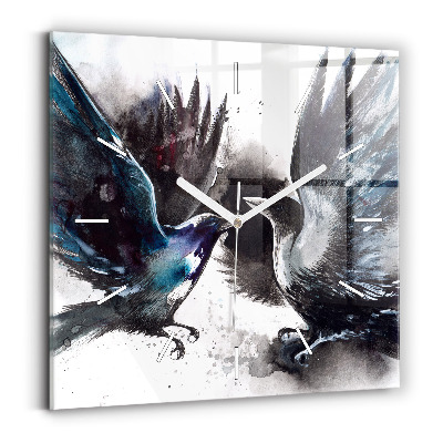 Square wall clock Painted Birds