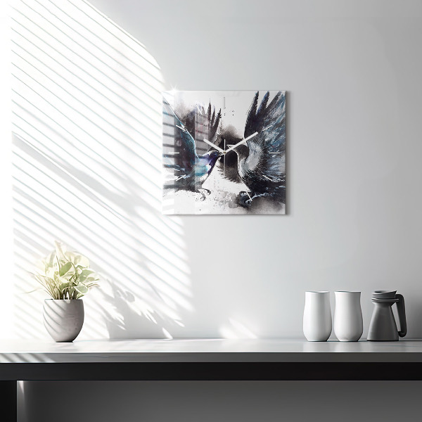 Square wall clock Painted Birds